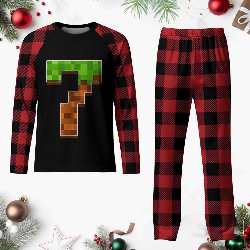 Number 7 Plaid Pajama Set Game Matching 67 Meme Costume 7th Birthday 7 Years TS10 Buffalo Plaid Print Your Wear