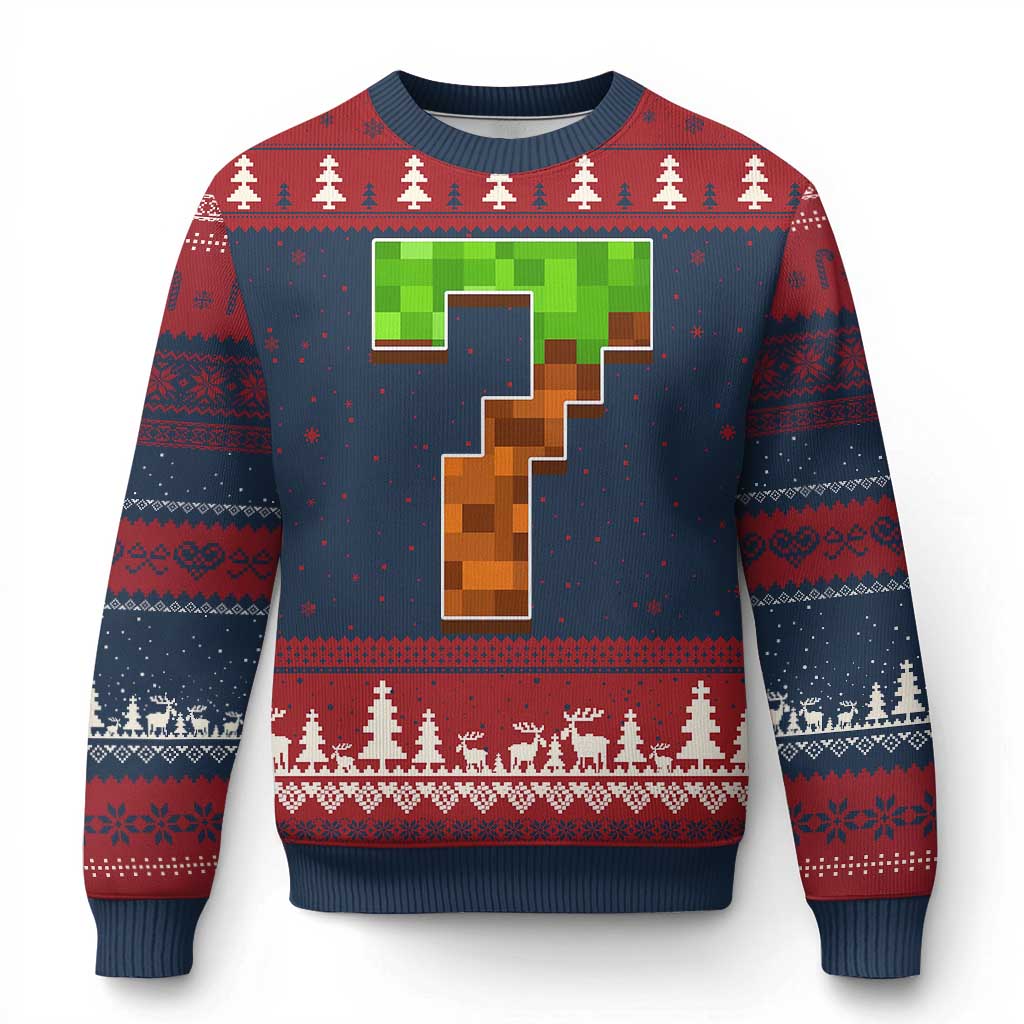 Number 7 Ugly Christmas Sweater Game Matching 67 Meme Costume 7th Birthday 7 Years TS10 Navy Red Print Your Wear