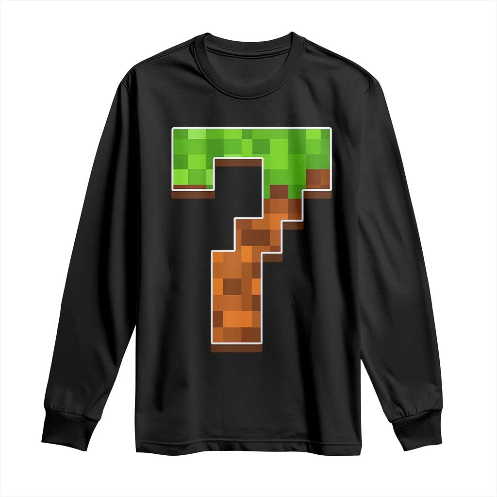Number 7 Long Sleeve Shirt Game Matching 67 Meme Costume 7th Birthday 7 Years TS10 Black Print Your Wear