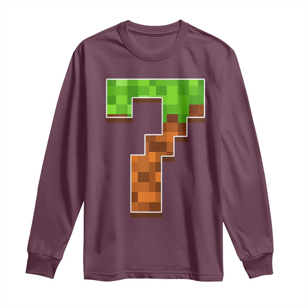 Number 7 Long Sleeve Shirt Game Matching 67 Meme Costume 7th Birthday 7 Years TS10 Maroon Print Your Wear