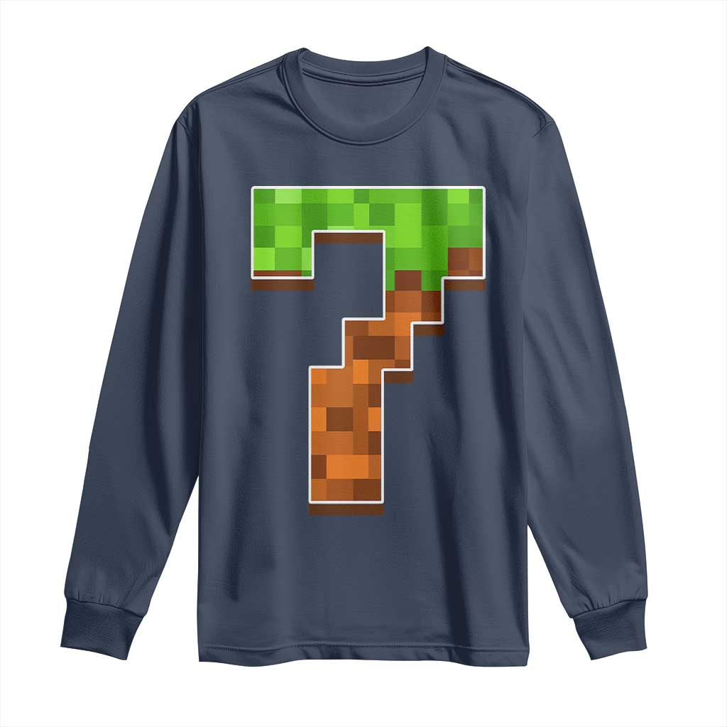 Number 7 Long Sleeve Shirt Game Matching 67 Meme Costume 7th Birthday 7 Years TS10 Navy Print Your Wear
