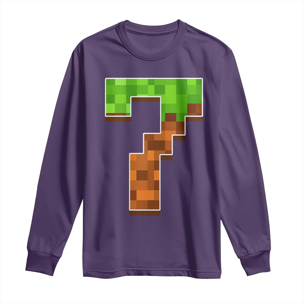 Number 7 Long Sleeve Shirt Game Matching 67 Meme Costume 7th Birthday 7 Years TS10 Purple Print Your Wear