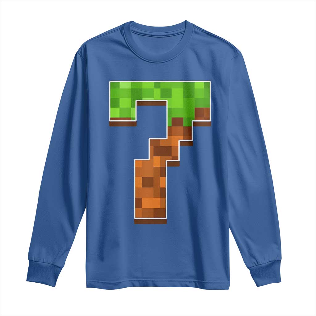 Number 7 Long Sleeve Shirt Game Matching 67 Meme Costume 7th Birthday 7 Years TS10 Royal Blue Print Your Wear