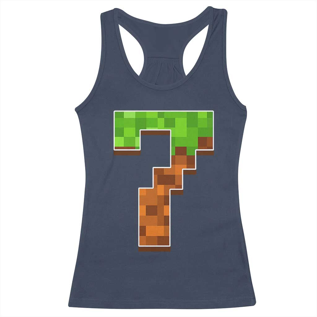 Number 7 Racerback Tank Top Game Matching 67 Meme Costume 7th Birthday 7 Years TS10 Navy Print Your Wear