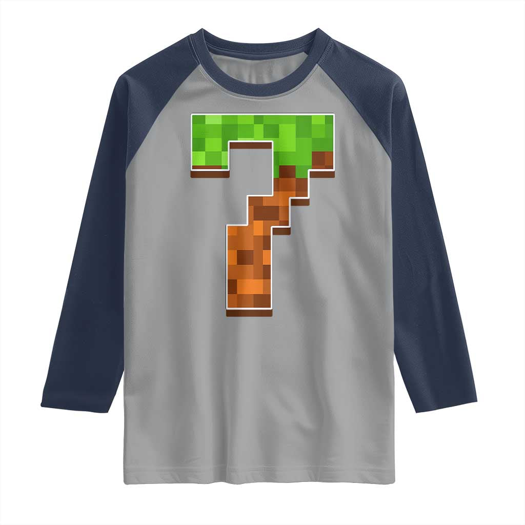 Number 7 Raglan Shirt Game Matching 67 Meme Costume 7th Birthday 7 Years TS10 Sport Gray Navy Print Your Wear