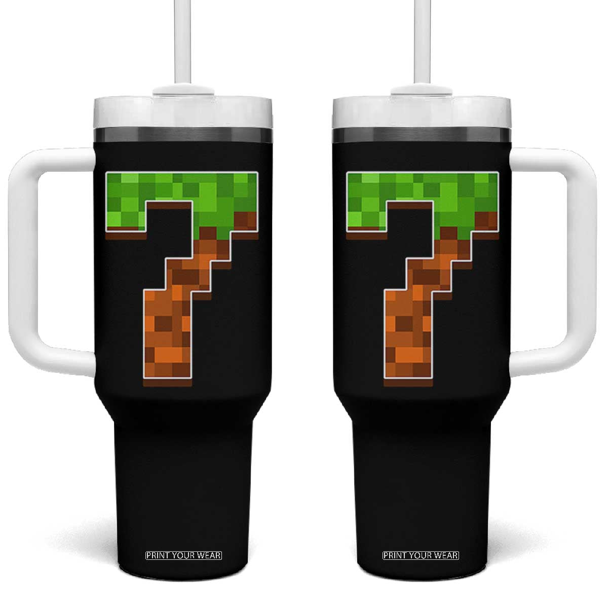 Number 7 Tumbler With Handle Game Matching 67 Meme Costume 7th Birthday 7 Years TS10 One Size: 40 oz Black Print Your Wear