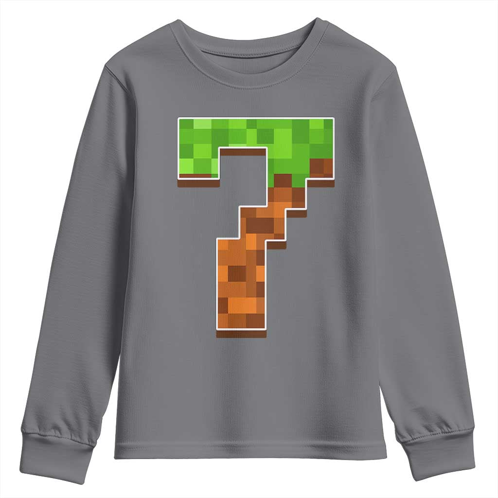 Number 7 Youth Sweatshirt Game Matching 67 Meme Costume 7th Birthday 7 Years TS10 Charcoal Print Your Wear