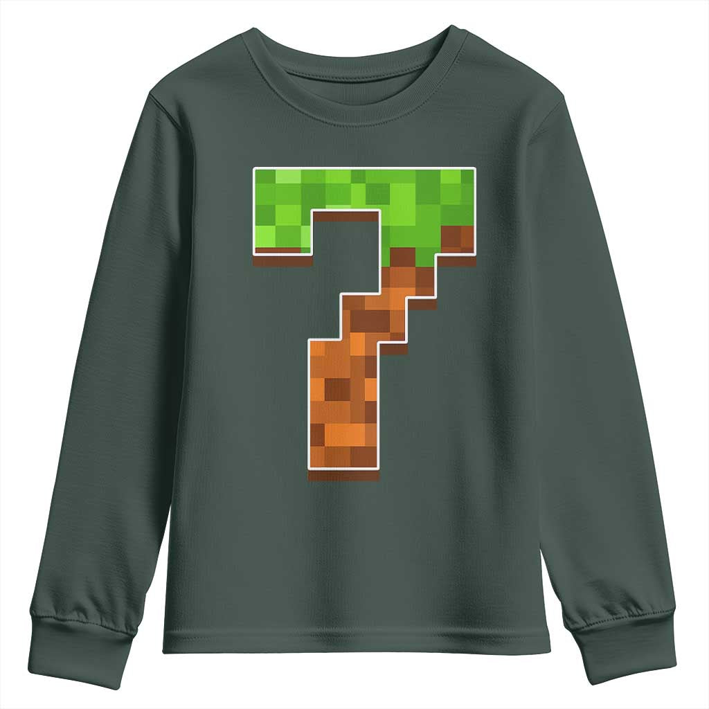 Number 7 Youth Sweatshirt Game Matching 67 Meme Costume 7th Birthday 7 Years TS10 Dark Forest Green Print Your Wear