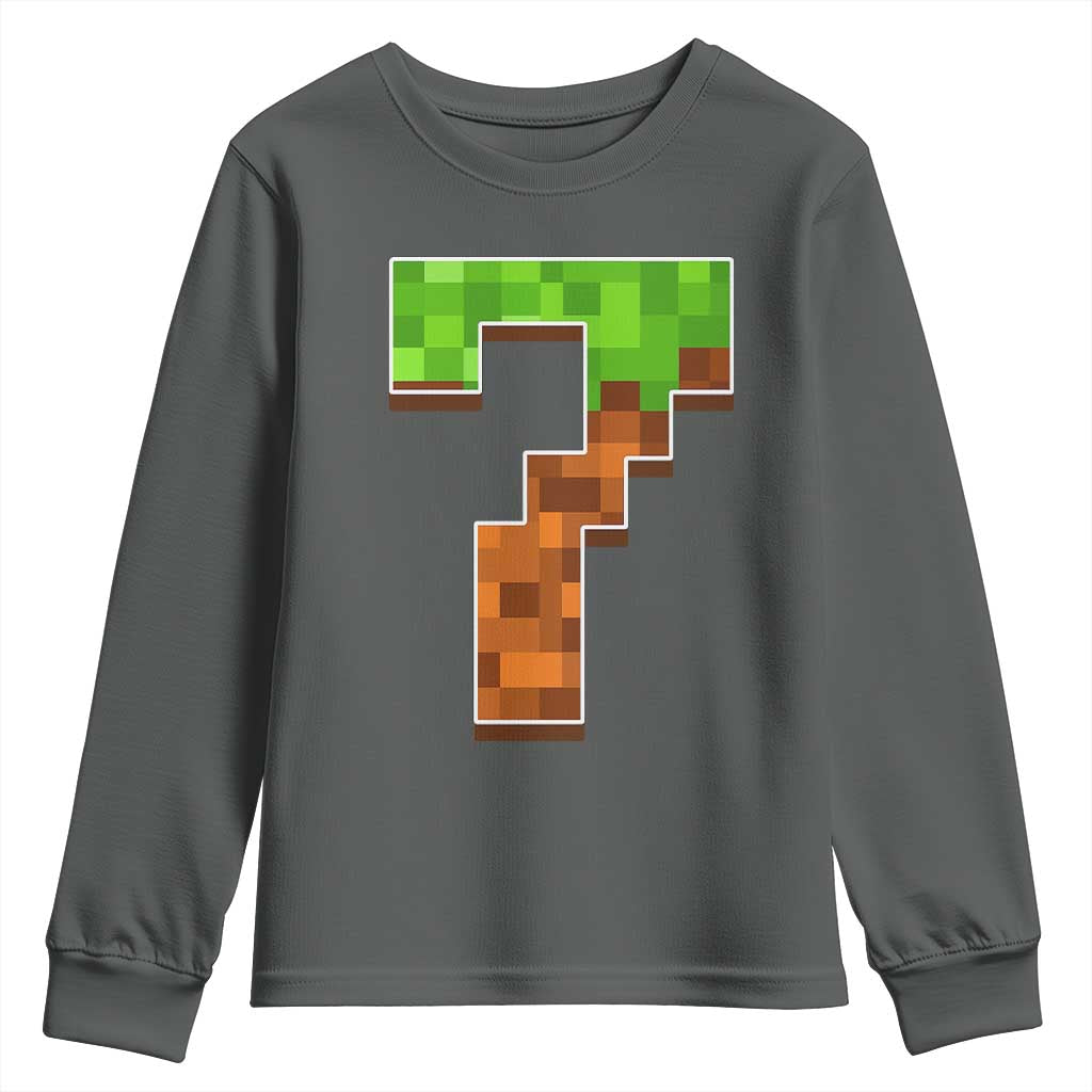 Number 7 Youth Sweatshirt Game Matching 67 Meme Costume 7th Birthday 7 Years TS10 Dark Heather Print Your Wear