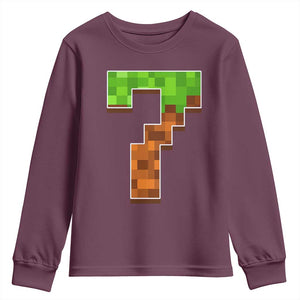Number 7 Youth Sweatshirt Game Matching 67 Meme Costume 7th Birthday 7 Years TS10 Maroon Print Your Wear