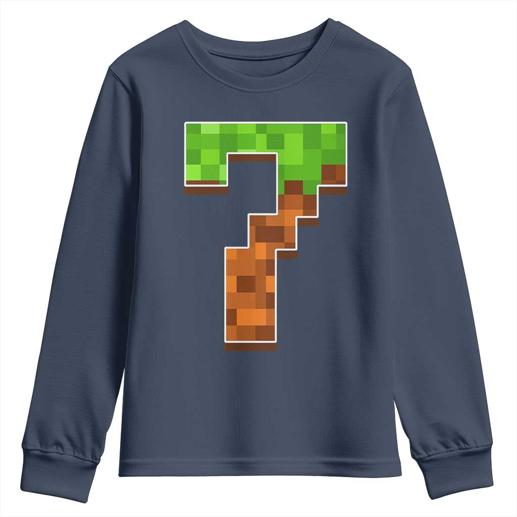 Number 7 Youth Sweatshirt Game Matching 67 Meme Costume 7th Birthday 7 Years TS10 Navy Print Your Wear