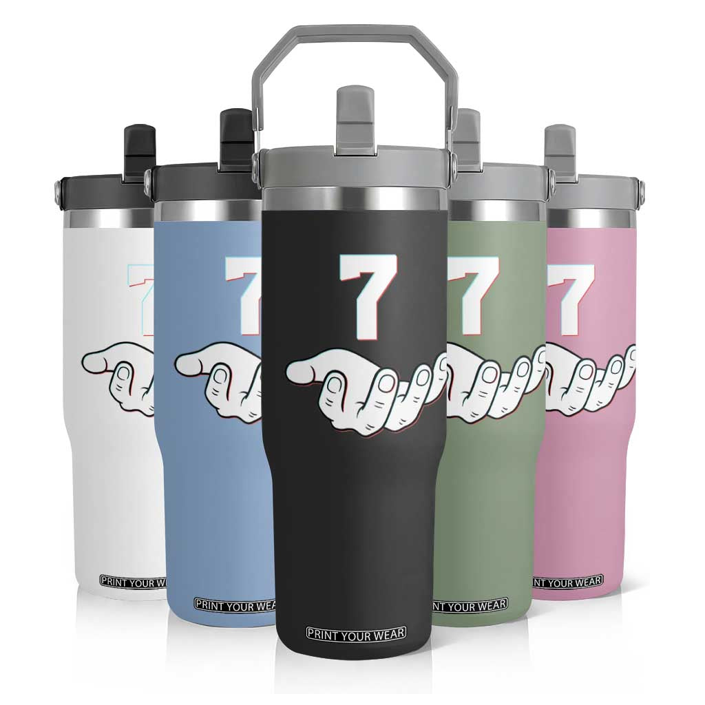 Number 7 Flip Straw Tumbler Matching 67 Meme Costume 7th Birthday 7 Years TS10 Print Your Wear