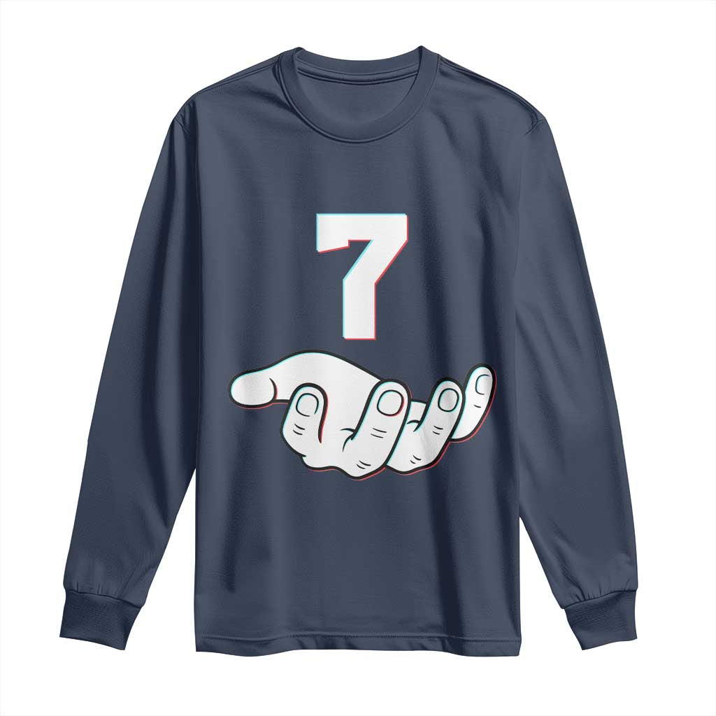 Number 7 Long Sleeve Shirt Matching 67 Meme Costume 7th Birthday 7 Years TS10 Navy Print Your Wear
