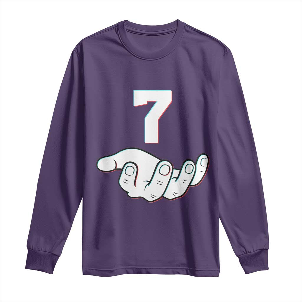 Number 7 Long Sleeve Shirt Matching 67 Meme Costume 7th Birthday 7 Years TS10 Purple Print Your Wear
