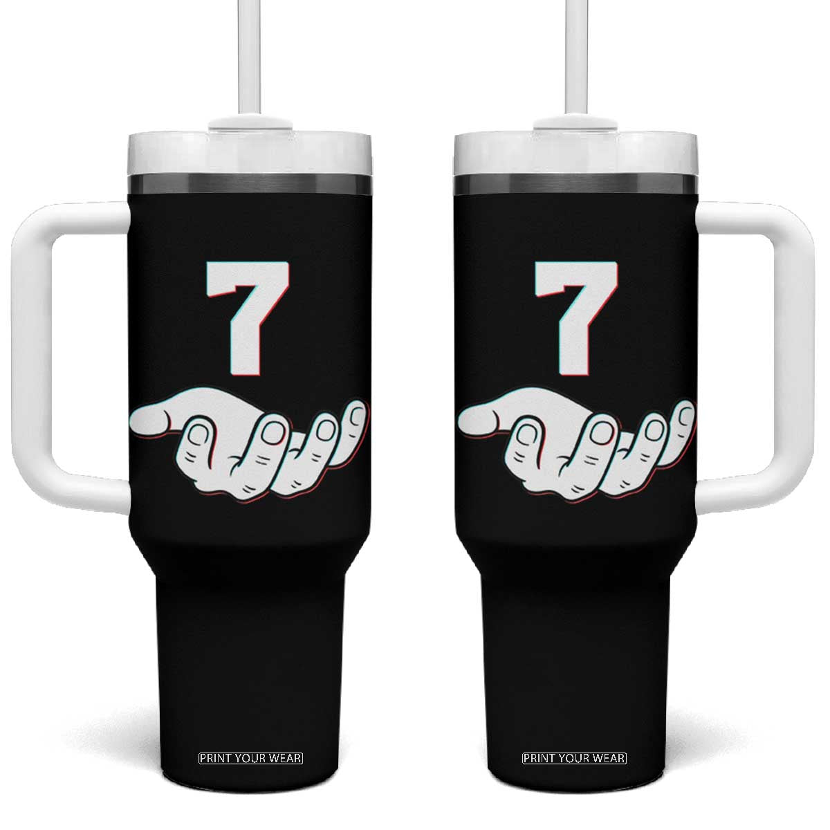 Number 7 Tumbler With Handle Matching 67 Meme Costume 7th Birthday 7 Years TS10 One Size: 40 oz Black Print Your Wear
