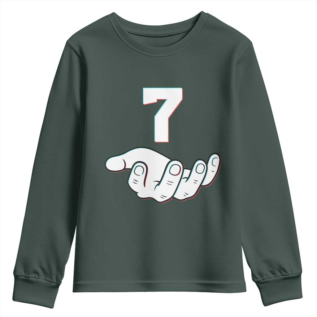 Number 7 Youth Sweatshirt Matching 67 Meme Costume 7th Birthday 7 Years TS10 Dark Forest Green Print Your Wear