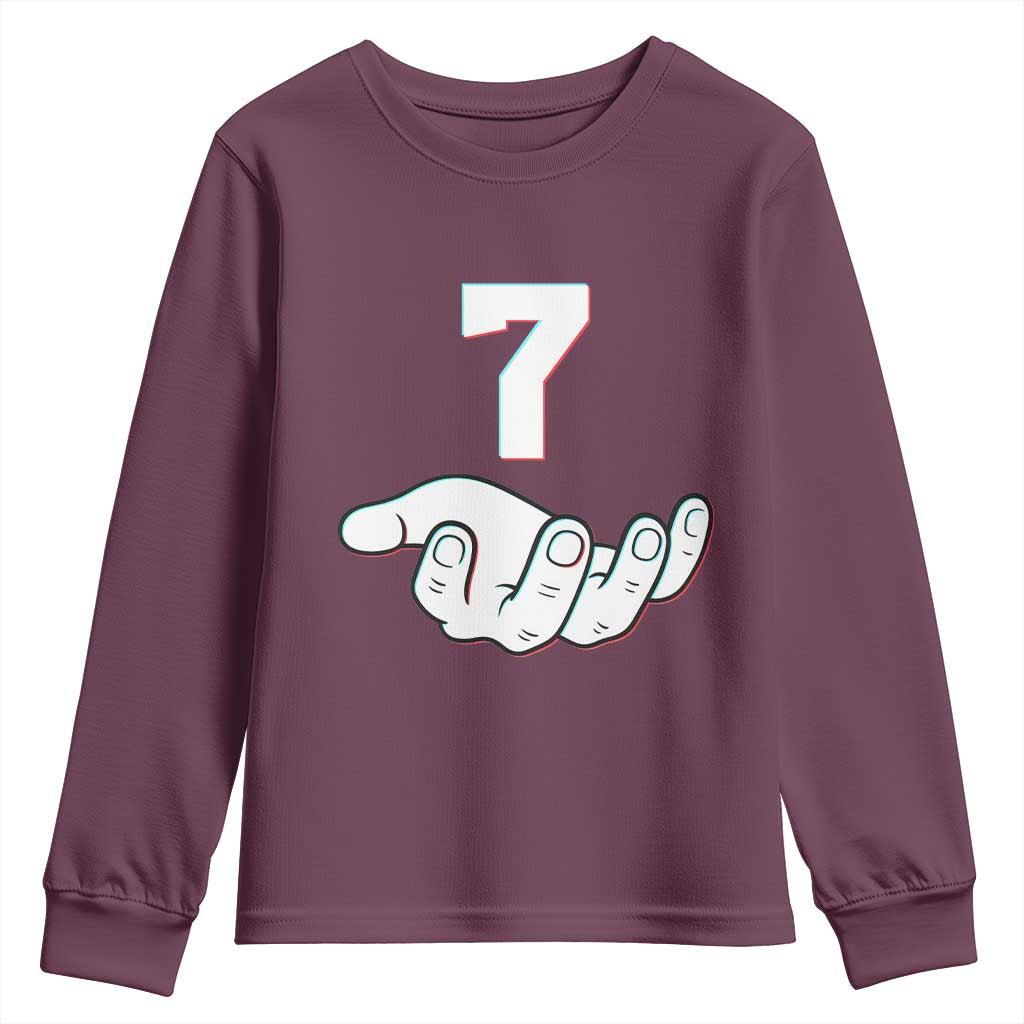Number 7 Youth Sweatshirt Matching 67 Meme Costume 7th Birthday 7 Years TS10 Maroon Print Your Wear