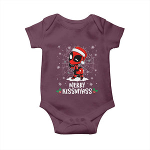 Funny Christmas Baby Onesie Merry Kissmyass Cute Spider-Women Santa Sarcastic Xmas TS10 Maroon Print Your Wear