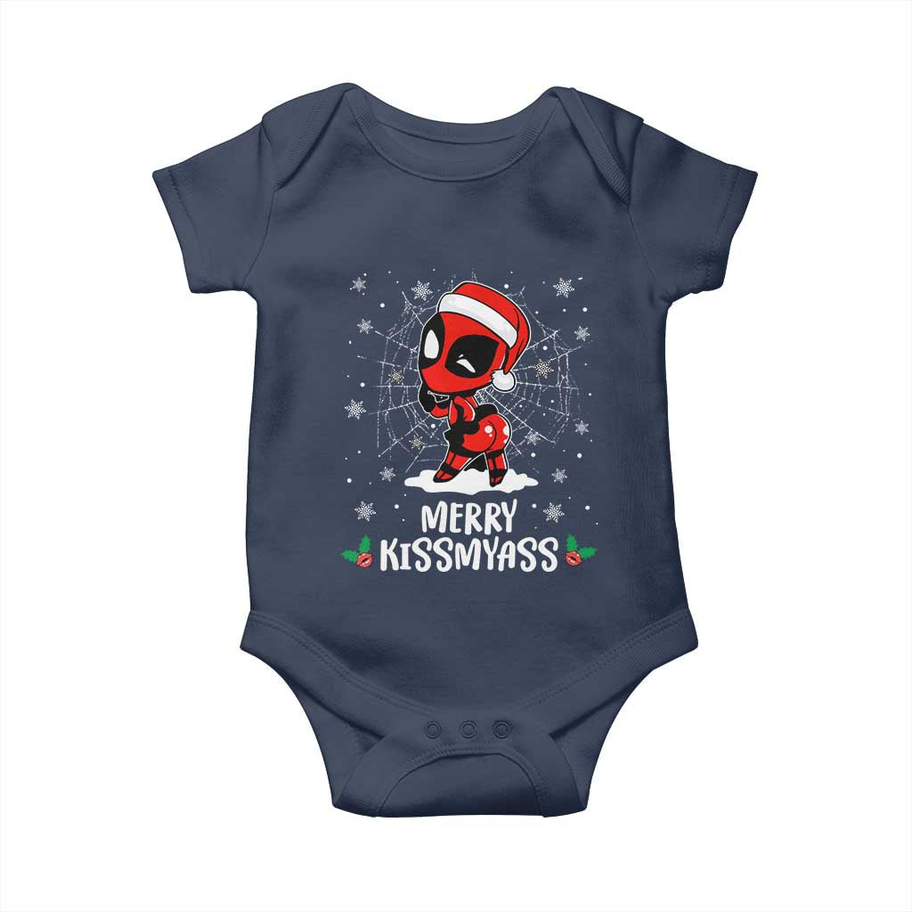 Funny Christmas Baby Onesie Merry Kissmyass Cute Spider-Women Santa Sarcastic Xmas TS10 Navy Print Your Wear