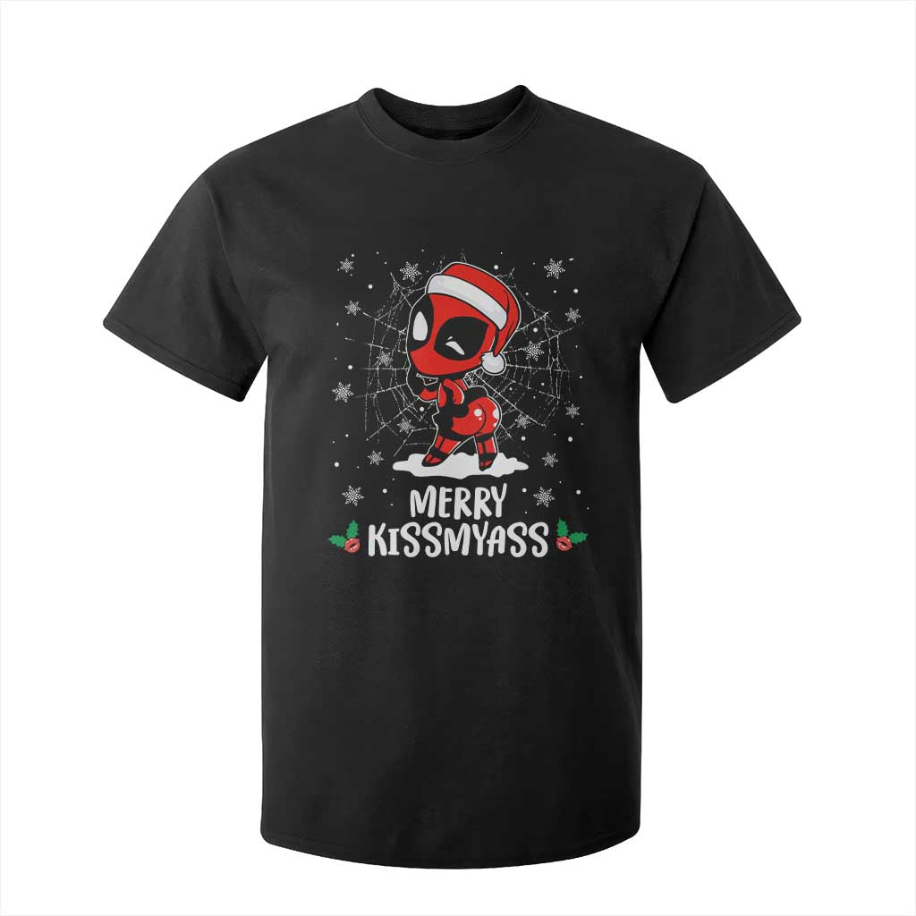 Funny Christmas T Shirt For Kid Merry Kissmyass Cute Spider-Women Santa Sarcastic Xmas TS10 Black Print Your Wear