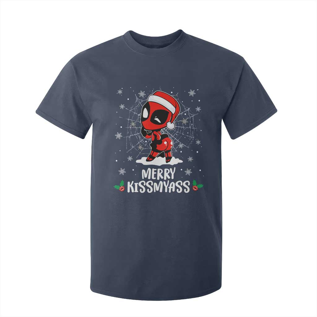 Funny Christmas T Shirt For Kid Merry Kissmyass Cute Spider-Women Santa Sarcastic Xmas TS10 Navy Print Your Wear