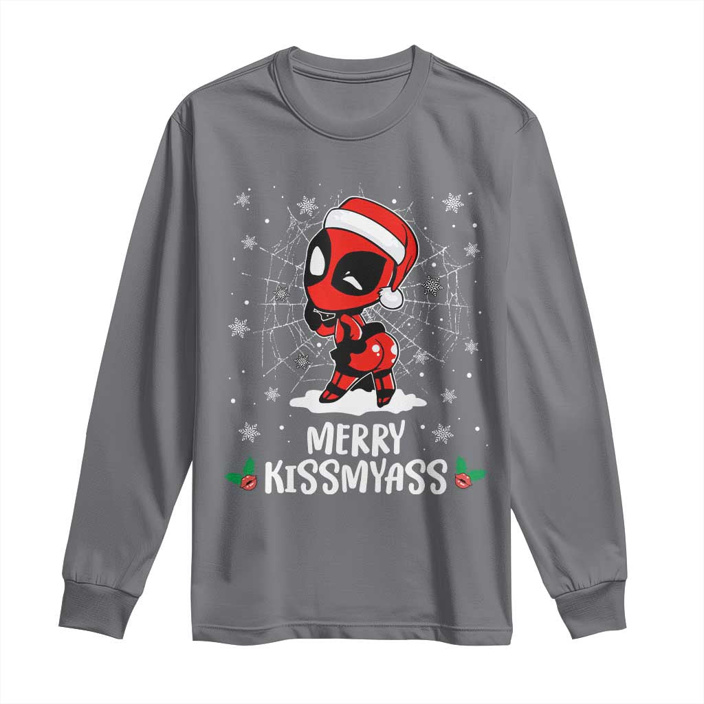 Funny Christmas Long Sleeve Shirt Merry Kissmyass Cute Spider-Women Santa Sarcastic Xmas TS10 Charcoal Print Your Wear