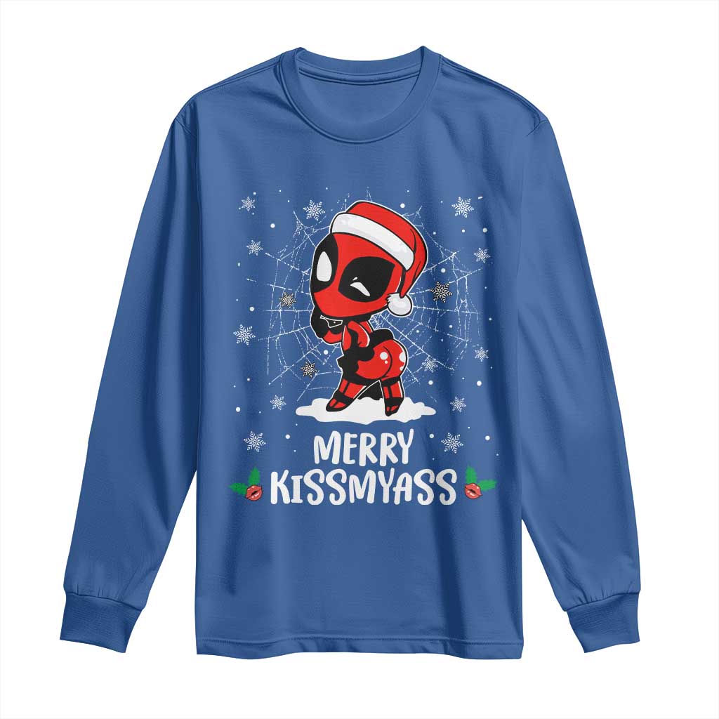 Funny Christmas Long Sleeve Shirt Merry Kissmyass Cute Spider-Women Santa Sarcastic Xmas TS10 Royal Blue Print Your Wear