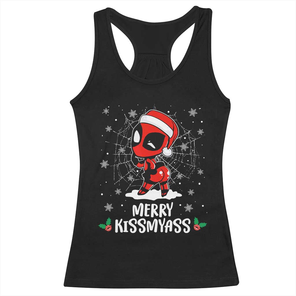 Funny Christmas Racerback Tank Top Merry Kissmyass Cute Spider-Women Santa Sarcastic Xmas TS10 Black Print Your Wear