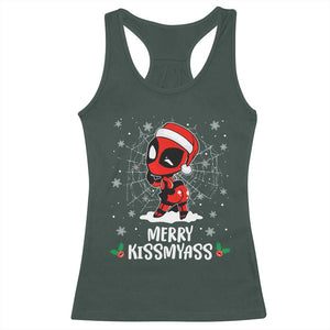 Funny Christmas Racerback Tank Top Merry Kissmyass Cute Spider-Women Santa Sarcastic Xmas TS10 Dark Forest Green Print Your Wear