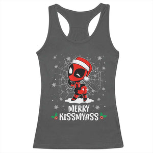 Funny Christmas Racerback Tank Top Merry Kissmyass Cute Spider-Women Santa Sarcastic Xmas TS10 Dark Heather Print Your Wear