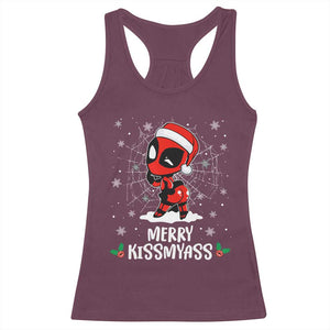 Funny Christmas Racerback Tank Top Merry Kissmyass Cute Spider-Women Santa Sarcastic Xmas TS10 Maroon Print Your Wear