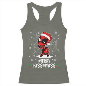 Funny Christmas Racerback Tank Top Merry Kissmyass Cute Spider-Women Santa Sarcastic Xmas TS10 Military Green Print Your Wear