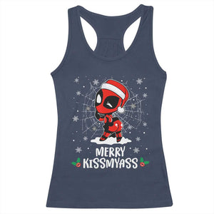 Funny Christmas Racerback Tank Top Merry Kissmyass Cute Spider-Women Santa Sarcastic Xmas TS10 Navy Print Your Wear