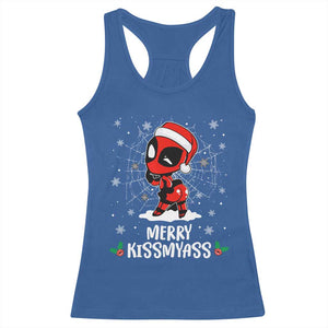 Funny Christmas Racerback Tank Top Merry Kissmyass Cute Spider-Women Santa Sarcastic Xmas TS10 Royal Blue Print Your Wear