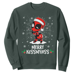 Funny Christmas Sweatshirt Merry Kissmyass Cute Spider-Women Santa Sarcastic Xmas TS10 Dark Forest Green Print Your Wear