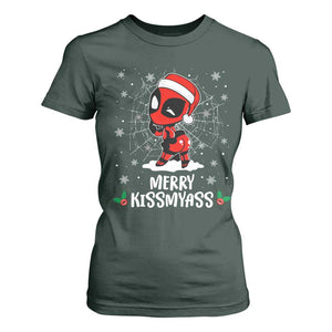 Funny Christmas T Shirt For Women Merry Kissmyass Cute Spider-Women Santa Sarcastic Xmas TS10 Dark Forest Green Print Your Wear