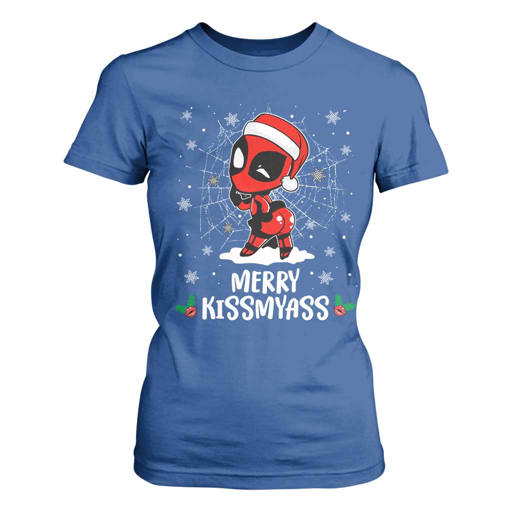 Funny Christmas T Shirt For Women Merry Kissmyass Cute Spider-Women Santa Sarcastic Xmas TS10 Royal Blue Print Your Wear