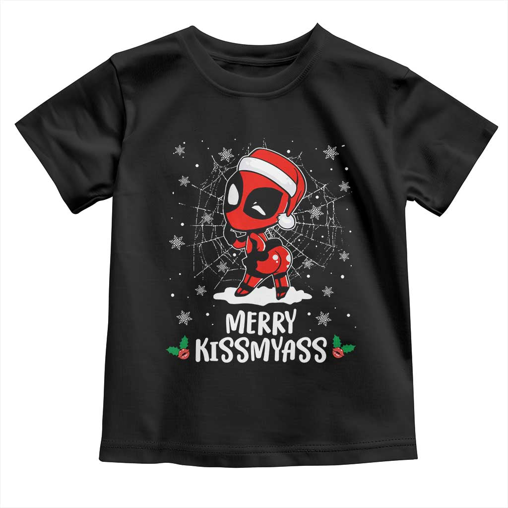 Funny Christmas Toddler T Shirt Merry Kissmyass Cute Spider-Women Santa Sarcastic Xmas TS10 Black Print Your Wear