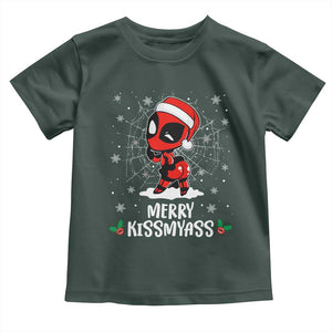 Funny Christmas Toddler T Shirt Merry Kissmyass Cute Spider-Women Santa Sarcastic Xmas TS10 Dark Forest Green Print Your Wear