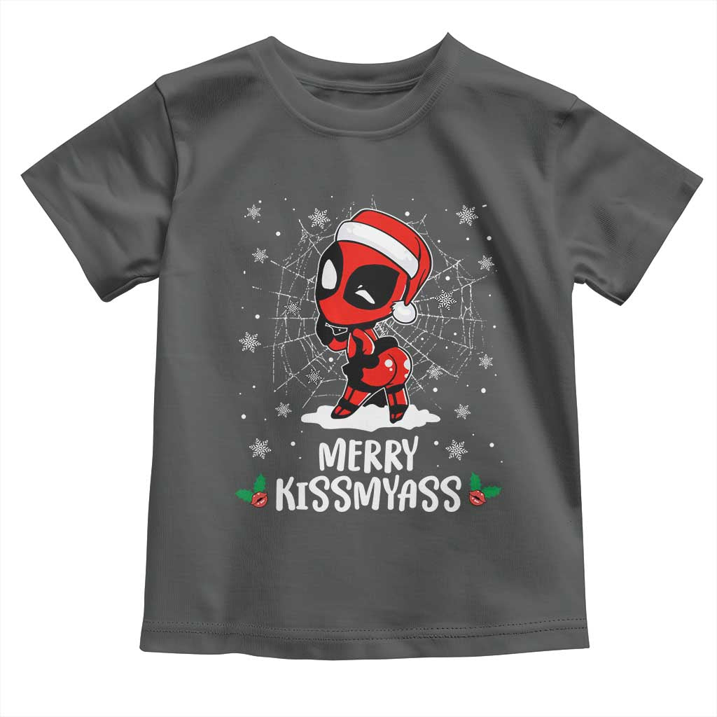 Funny Christmas Toddler T Shirt Merry Kissmyass Cute Spider-Women Santa Sarcastic Xmas TS10 Dark Heather Print Your Wear