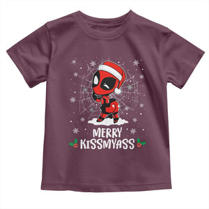 Funny Christmas Toddler T Shirt Merry Kissmyass Cute Spider-Women Santa Sarcastic Xmas TS10 Maroon Print Your Wear