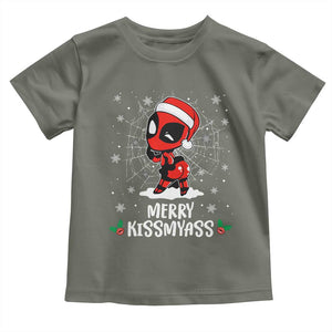 Funny Christmas Toddler T Shirt Merry Kissmyass Cute Spider-Women Santa Sarcastic Xmas TS10 Military Green Print Your Wear