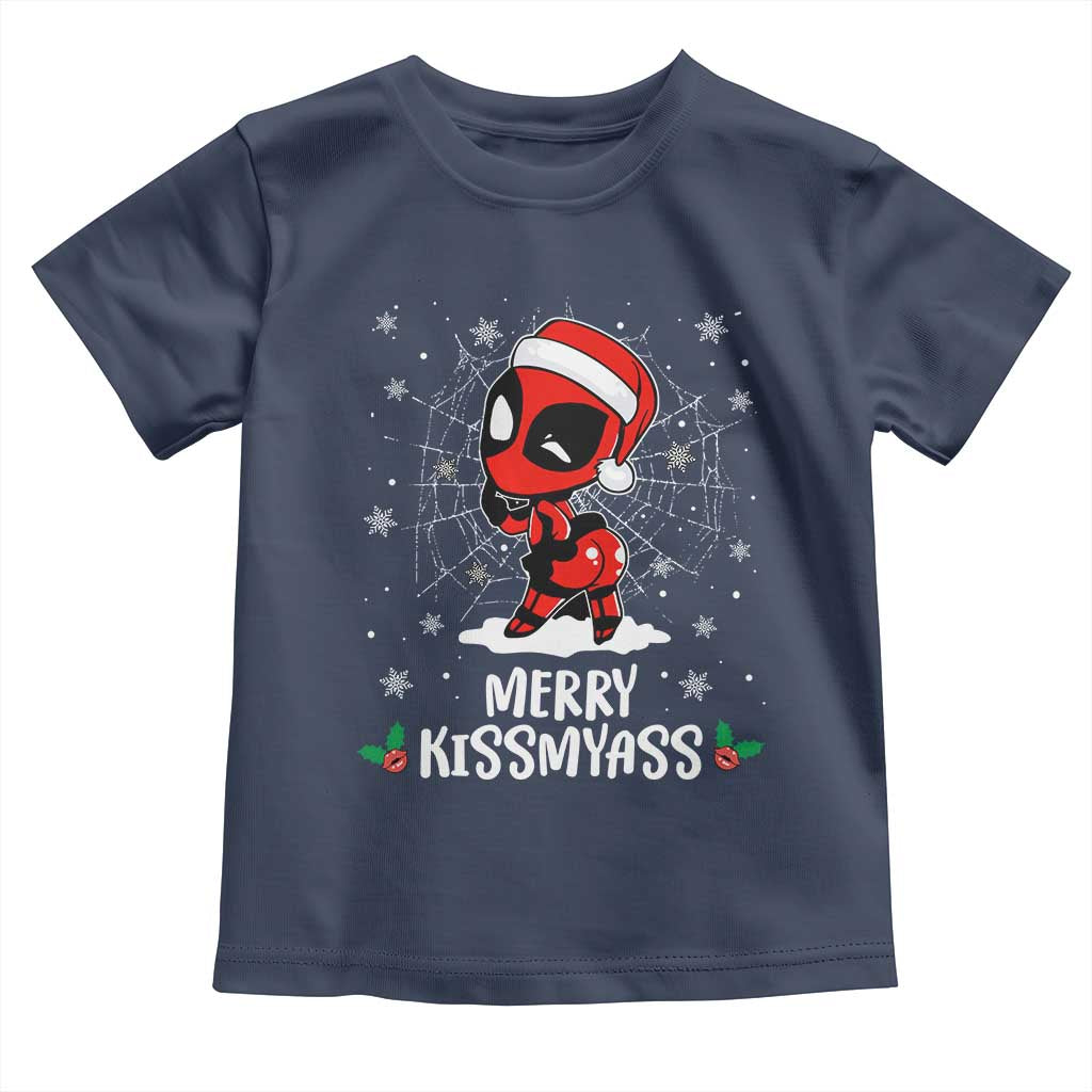 Funny Christmas Toddler T Shirt Merry Kissmyass Cute Spider-Women Santa Sarcastic Xmas TS10 Navy Print Your Wear