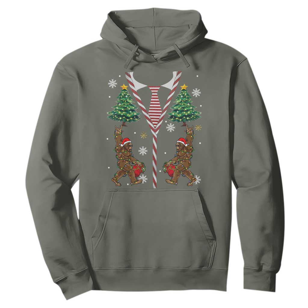 Funny Bigfoot Christmas Hoodie Bigfoot Santa Hat Ugly Xmas Sasquatch Loves TS10 Military Green Print Your Wear