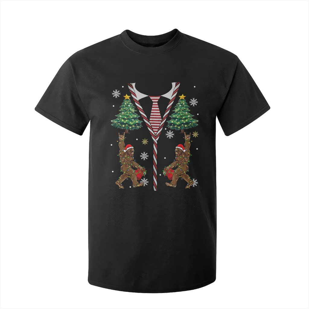 Funny Bigfoot Christmas T Shirt For Kid Bigfoot Santa Hat Ugly Xmas Sasquatch Loves TS10 Black Print Your Wear