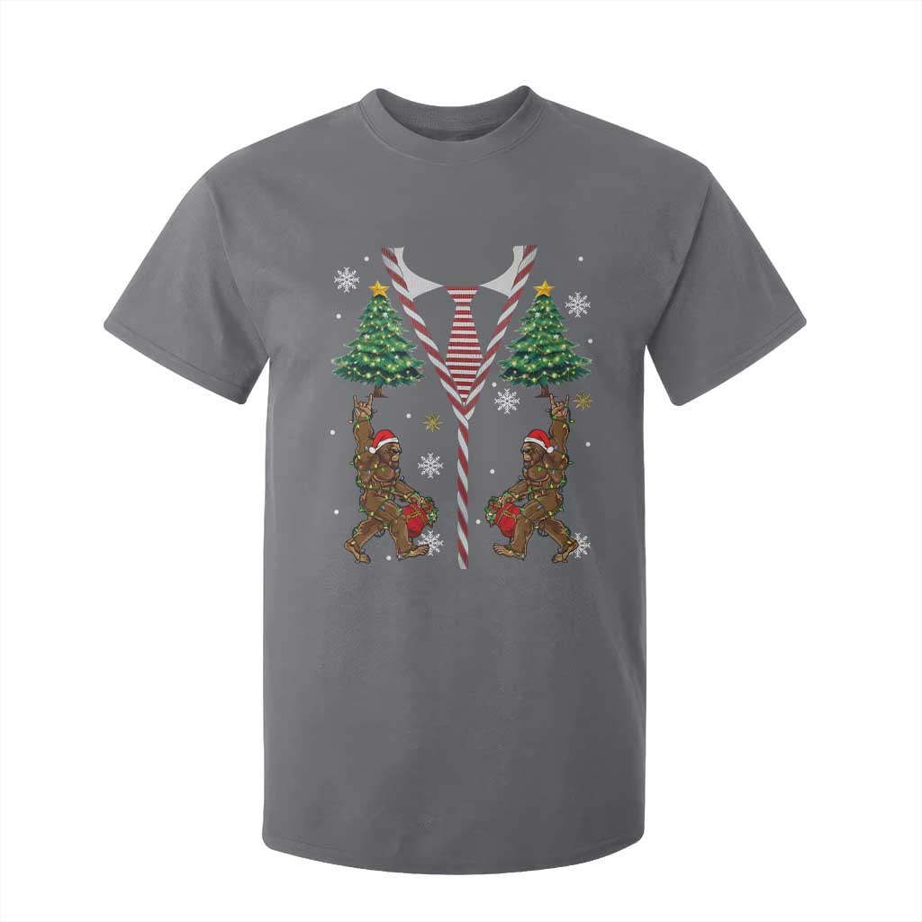 Funny Bigfoot Christmas T Shirt For Kid Bigfoot Santa Hat Ugly Xmas Sasquatch Loves TS10 Charcoal Print Your Wear