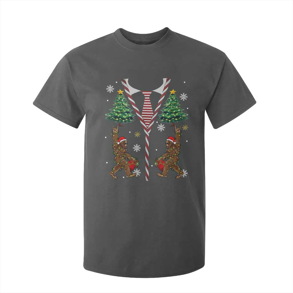 Funny Bigfoot Christmas T Shirt For Kid Bigfoot Santa Hat Ugly Xmas Sasquatch Loves TS10 Dark Heather Print Your Wear
