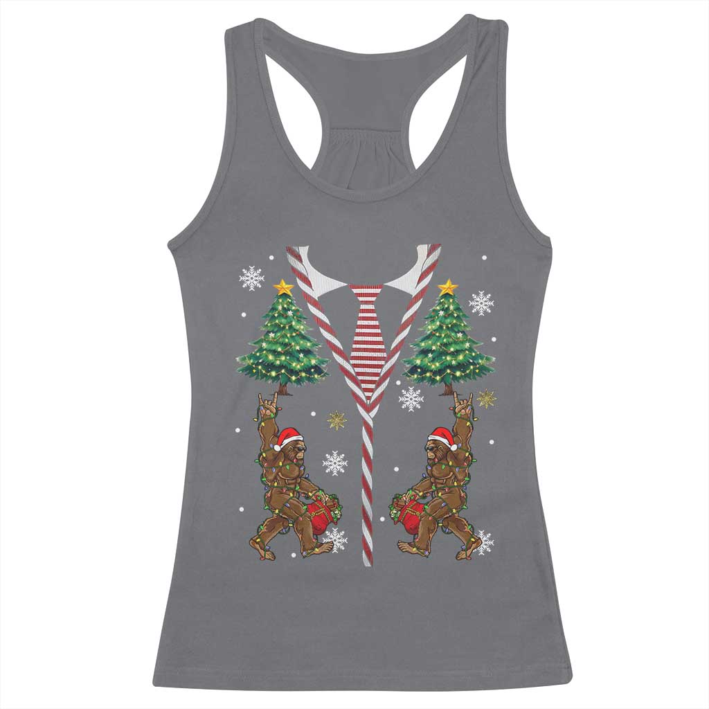 Funny Bigfoot Christmas Racerback Tank Top Bigfoot Santa Hat Ugly Xmas Sasquatch Loves TS10 Charcoal Print Your Wear
