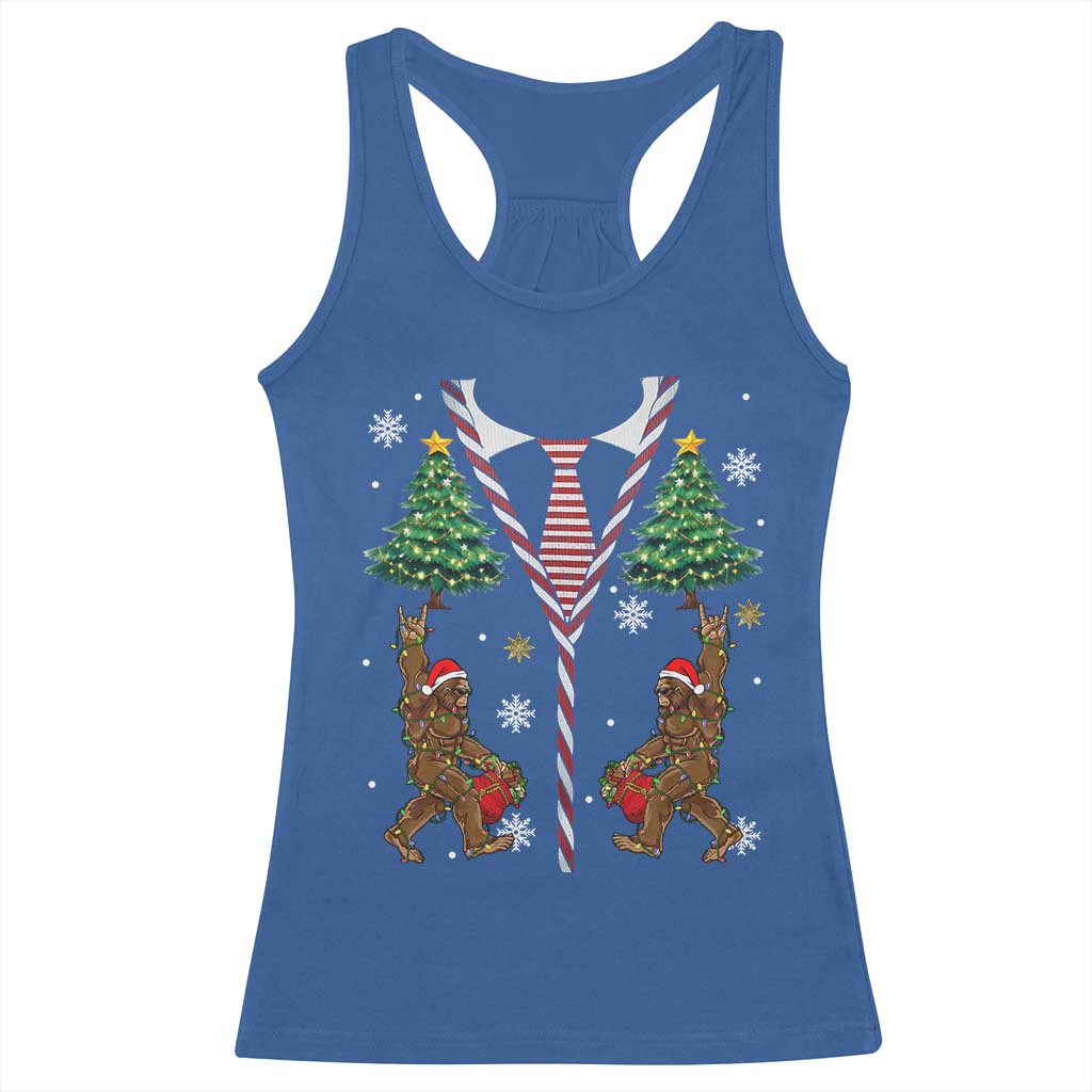 Funny Bigfoot Christmas Racerback Tank Top Bigfoot Santa Hat Ugly Xmas Sasquatch Loves TS10 Royal Blue Print Your Wear
