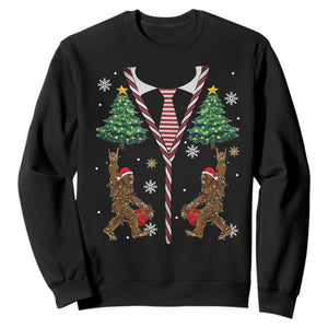 Funny Bigfoot Christmas Sweatshirt Bigfoot Santa Hat Ugly Xmas Sasquatch Loves TS10 Black Print Your Wear